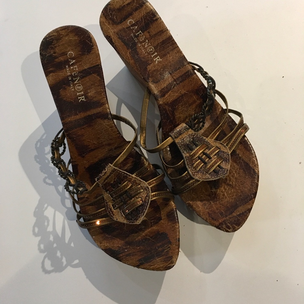Brown Braided Leather Slide Mules